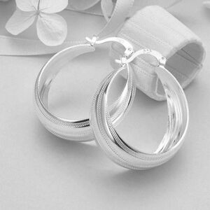 925 Sterling Silver Round Hoop Earrings